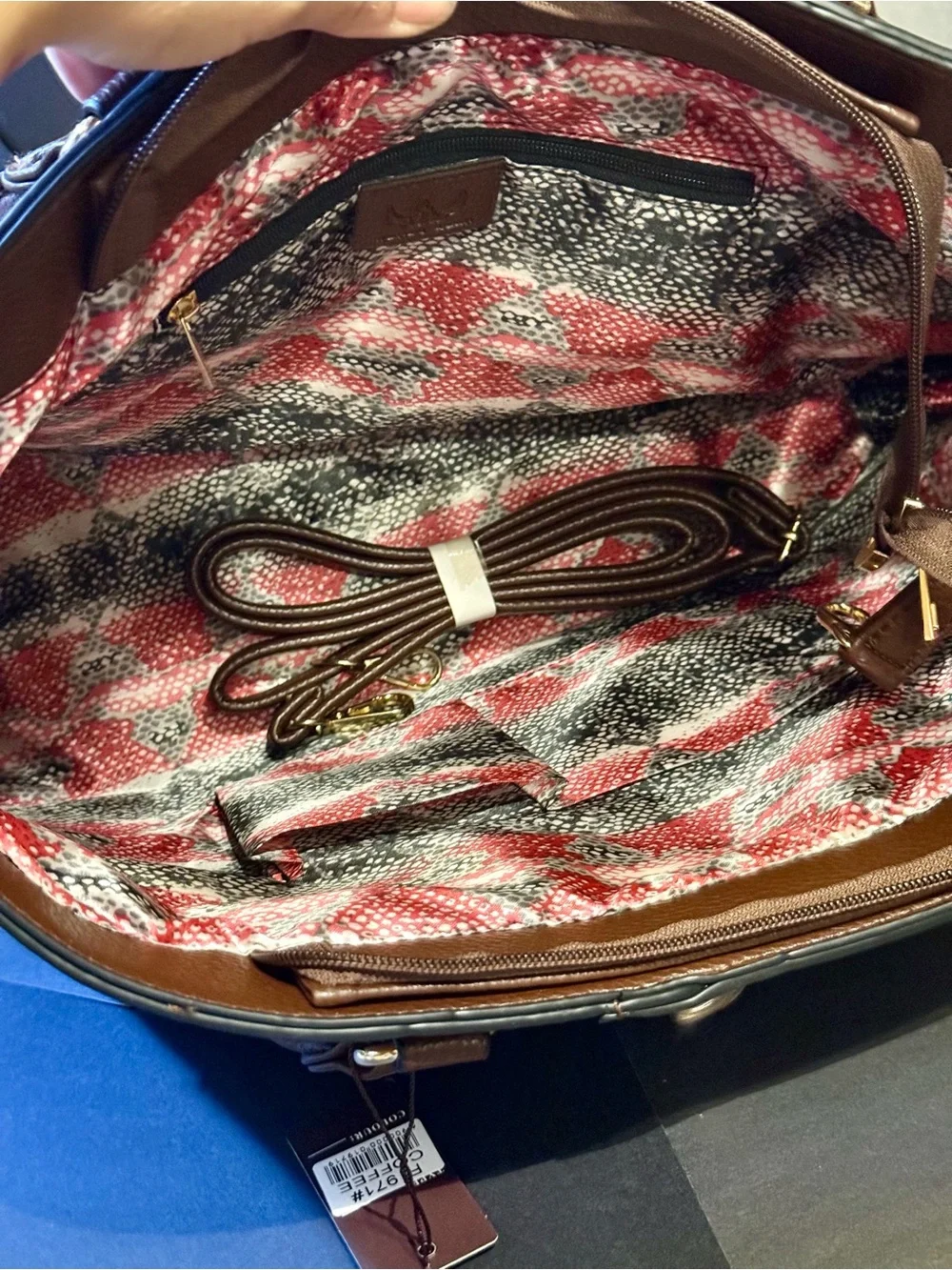Tri-Tone Brown, Tan & Cream Colorblock Satchel